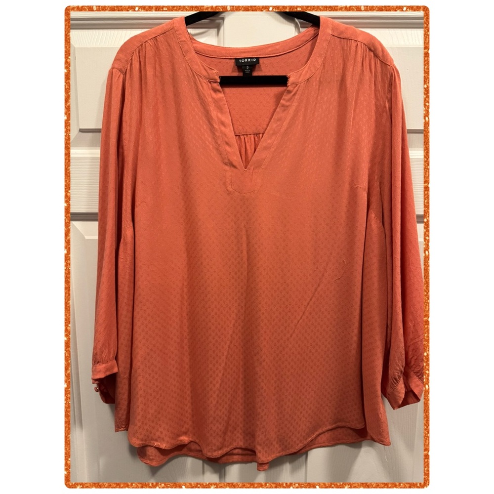 Torrid 2 Women’s Clay Terracotta Colored 3/4 Sleeves Plus Size Blouse Top